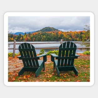 Adirondack Chairs in the Adirondacks. Mirror Lake Lake Placid NY New York Sticker